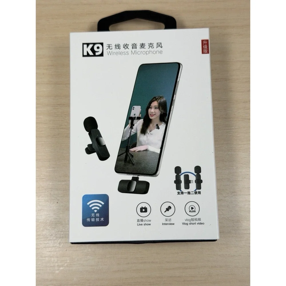 USB C Mini Mic (2) Rechargeable Wireless Microphones & 1 Receiver Type C Black